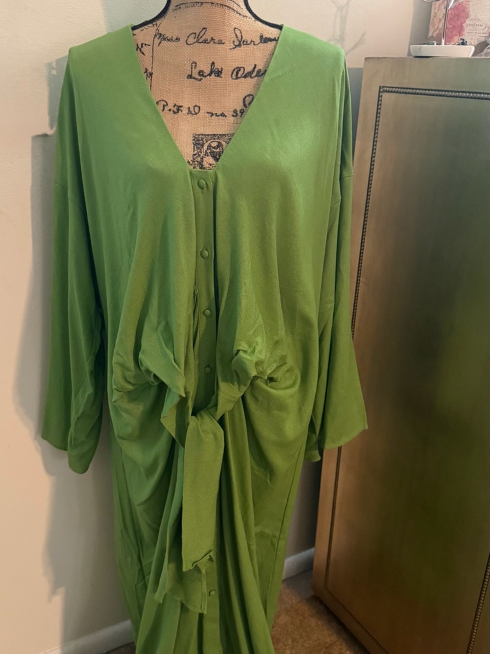 Eloquii Lime Green Button Detail Dress
